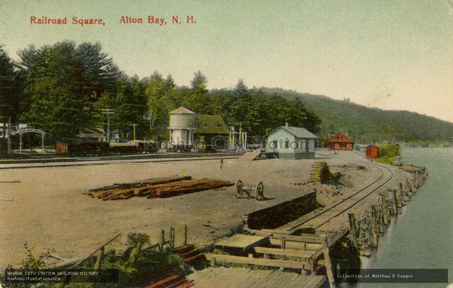 Postcard: Railroad Square, Alton Bay, New Hampshire